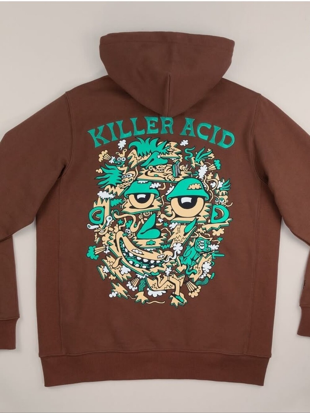 Killer Acid Limited Brown Embroidered Cotton Hoodie Sweatshirt Jacket Sz L
